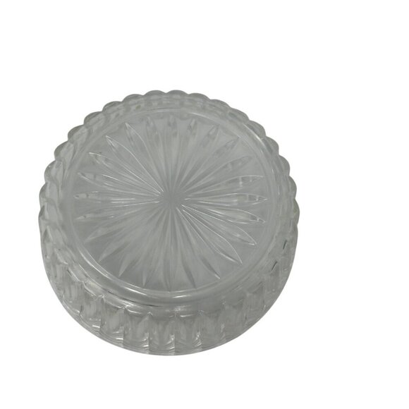 Vintage Clear Lucite Plastic Powder Box Blue Green Floral Starburst Ribbed - Picture 5 of 9